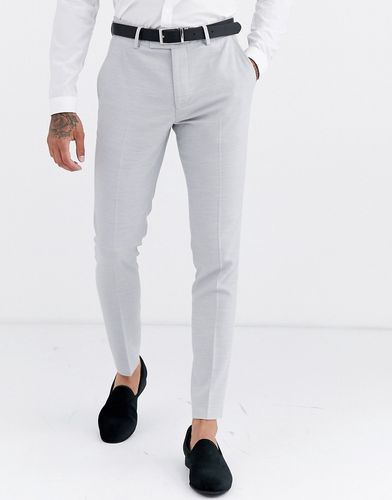 wedding super skinny suit pants in ice gray micro texture-Grey