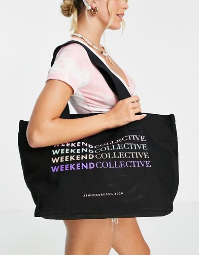 ASOS DESIGN - Weekend Collective - Maxi borsa con logo multicolore, colore nero