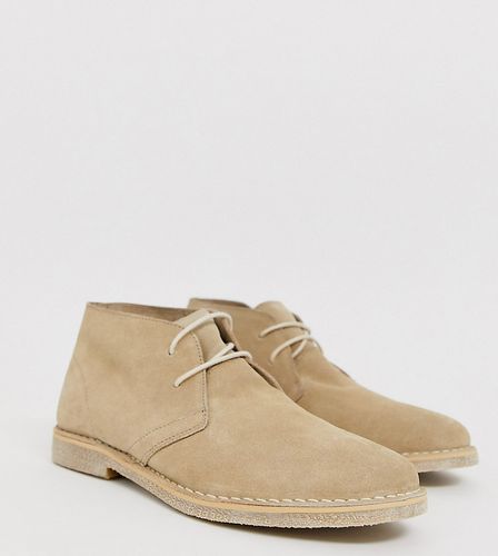 Wide Fit desert chukka boots in stone suede
