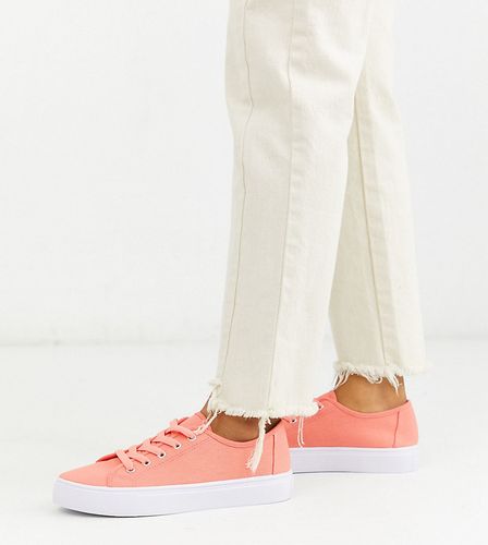 Wide Fit Dusty lace up sneakers in bright pink