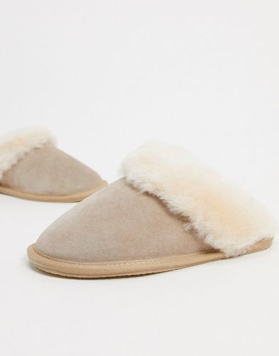 Zeus premium sheepskin slippers in cream-White