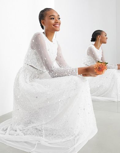 Marie - Vestito da sposa con paillettes e top corto-Bianco