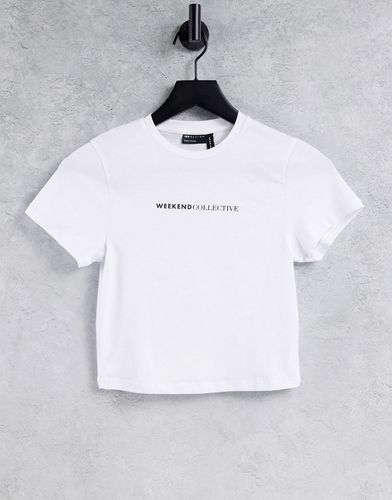 ASOS - Weekend Collective - T-shirt con logo bianca-Bianco