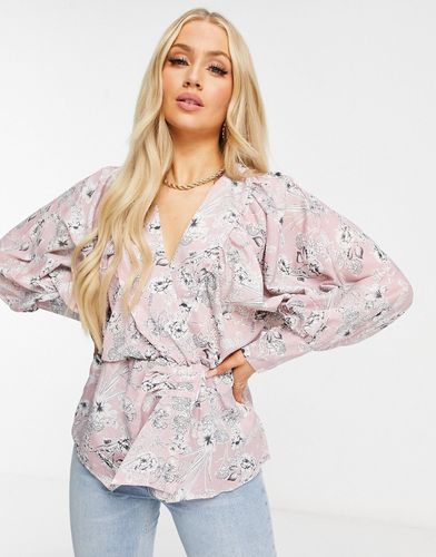 V-neck blouse in floral print-Multi