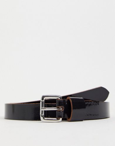 patent leather belt-Black