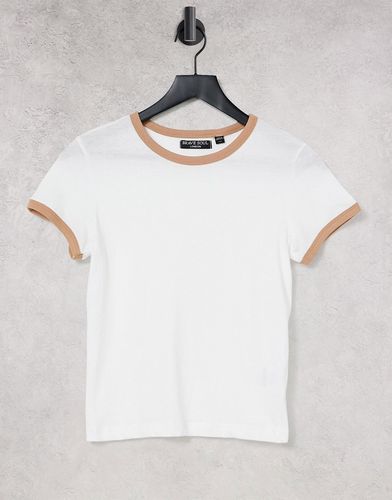 Claudia - T-shirt bianca con bordi a contrasto-Bianco