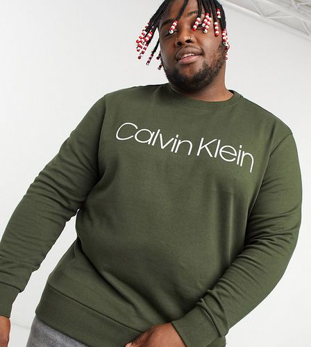 Big & Tall large logo sweatshirt in olive green