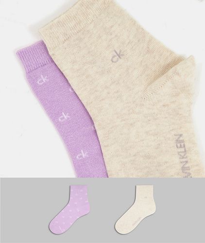 Confezione da due paia di calzini corti in cotone organico lilla e beige-Multicolore