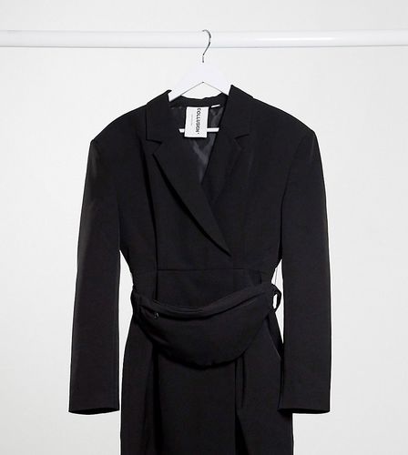 blazer dress with fanny pack-Black