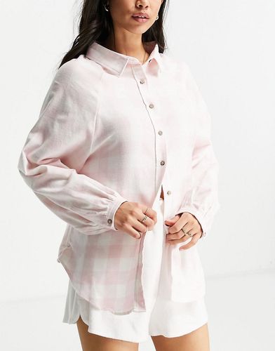 Cotton On - Camicia del pigiama rosa a quadri in coordinato