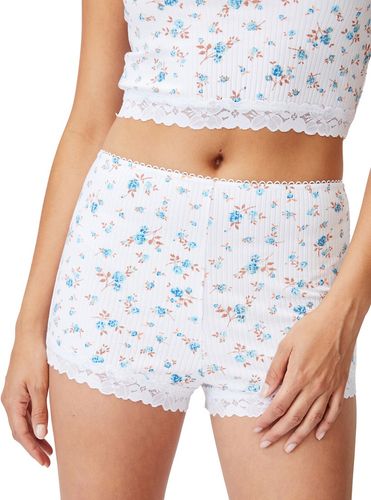Cotton on - Pantaloncini del pigiama bianchi a fiori con orlo in pizzo-Bianco