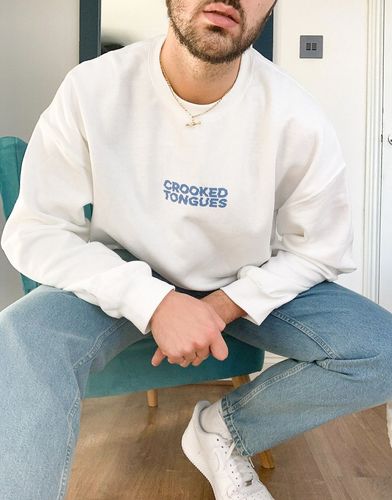 oversized sweatshirt in white with blue logo print