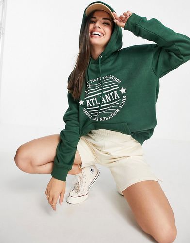 oversized hoodie with atlanta print-Green