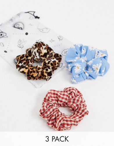 scrunchies in fun prints 3 pack-Multi