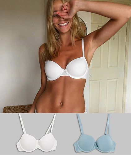 Lila 2 pack organic cotton t-shirt bra in ivory and sage-White