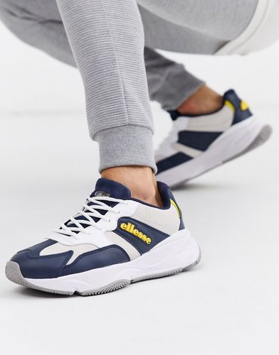 aurano leather chunky sneaker in navy/white