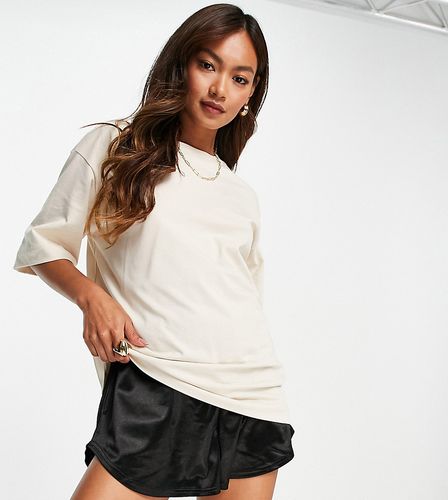 Esclusiva Selected - T-shirt oversize unisex in cotone organico sabbia-Neutro