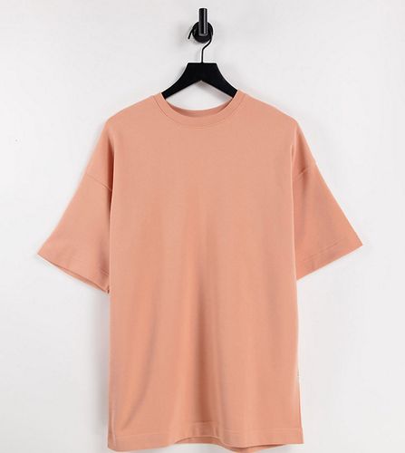 Esclusiva Selected Unisex - T-shirt felpata oversize in cotone organico color corallo-Arancione