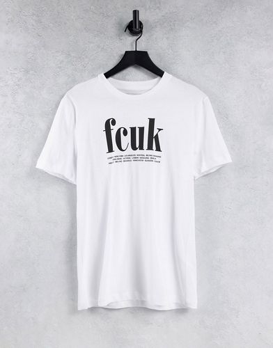 T-shirt bianca con logo FCUK-Bianco
