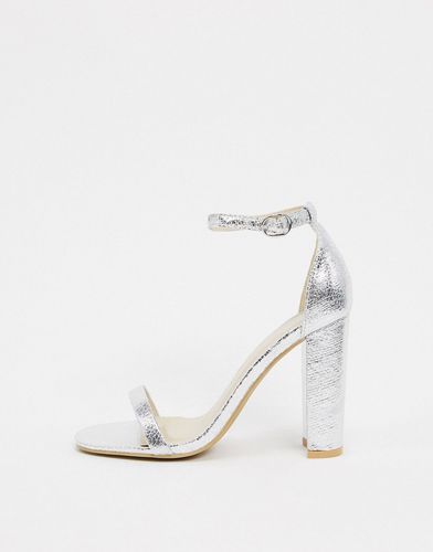 silver barely there square toe block heeled sandals