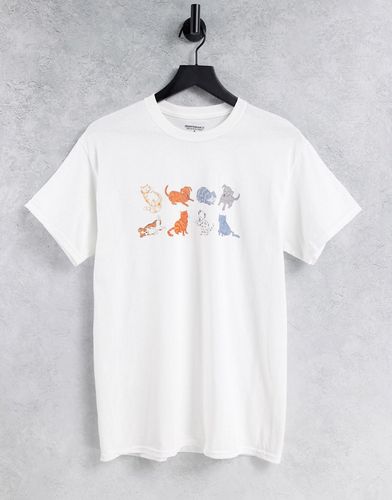 T-shirt con grafica di cani e gatti-Bianco