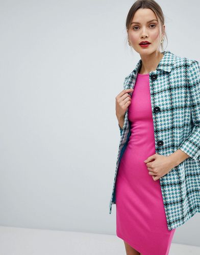 Checked Short Duster Jacket-Blues