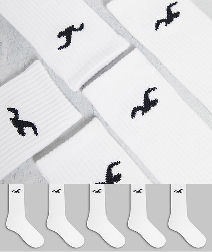Confezione da 5 paia di calzini sportivi bianchi con logo-Bianco