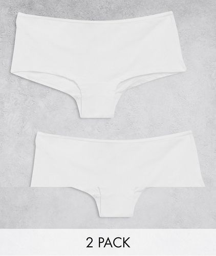 Kim - Confezione da 2 paia di slip stile boxer in cotone bianchi-Bianco