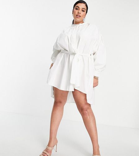 x Lorna Luxe - Vestito camicia con maniche accentuate effetto mantella, colore bianco