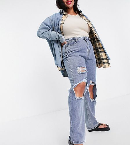 x Olivia Bowen - Jeans a gamba dritta effetto invecchiato blu slavato