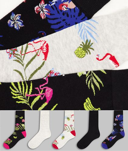 Confezione da 5 paia di calzini con stampa di uccelli multicolore