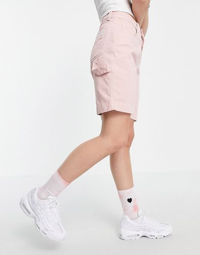Pantaloncini stile militare con logo su una tasca-Rosa