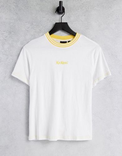 T-Shirt comoda con logo ricamato pastello-Bianco