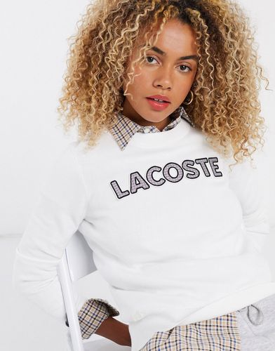 check logo front sweatshirt in cream