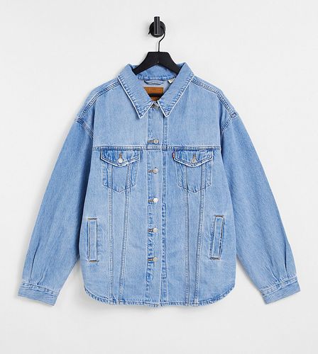 Camicia giacca di jeans lavaggio blu medio