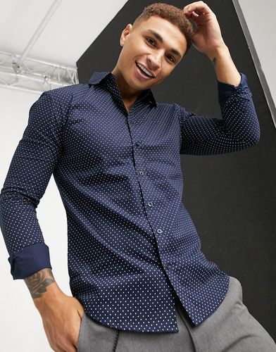 all over square print shirt-Navy