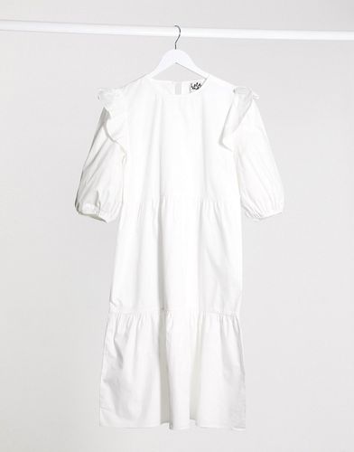 midi smock dress-White