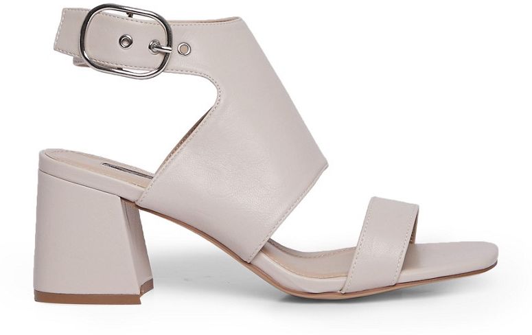 cut out block heeled sandals in white