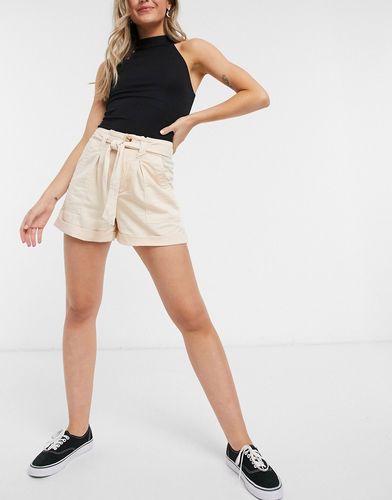 paperbag shorts with belt in stone-Neutral