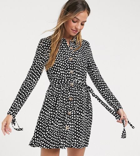 polka dot mini shirt dress in black