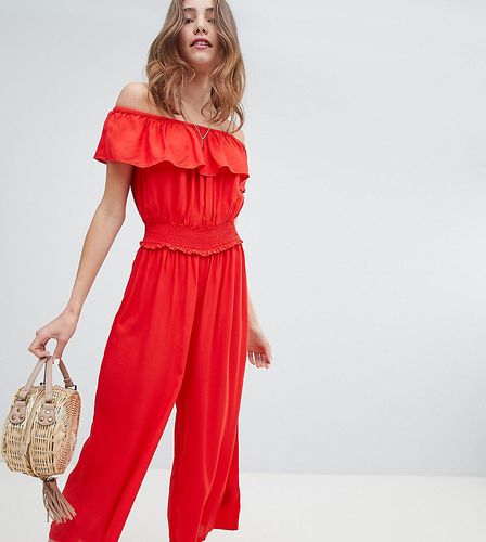 shirred waist culotte jumpsuit-Pink