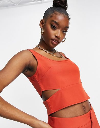 Crop top con cut-out, color ruggine in coordinato-Arancione