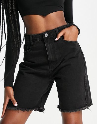 Pantaloncini lunghi di jeans neri-Nero