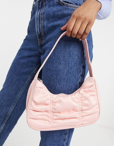 Tanya recycled ruched satin shoulder bag in light pink
