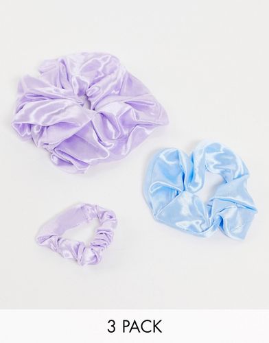 Confezione da 3 elastici per capelli misti lilla e blu-Multicolore