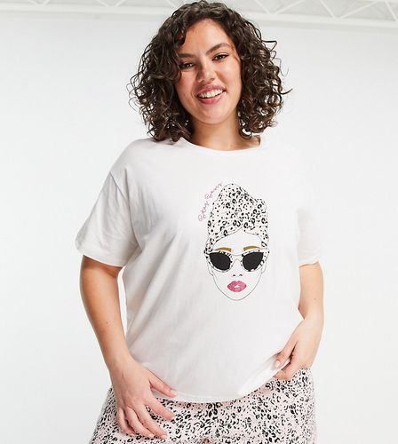 New Look Curve - Stay Sassy Lady - Pigiama corto bianco