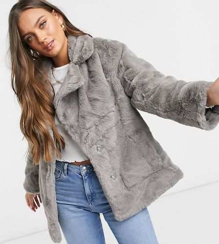 faux fur jacket in gray