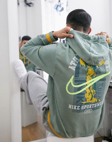 Class of '72 hoodie with print in washed khaki-Green
