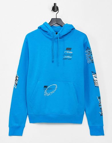 Laser Blue hoodie with print in blue-Blues
