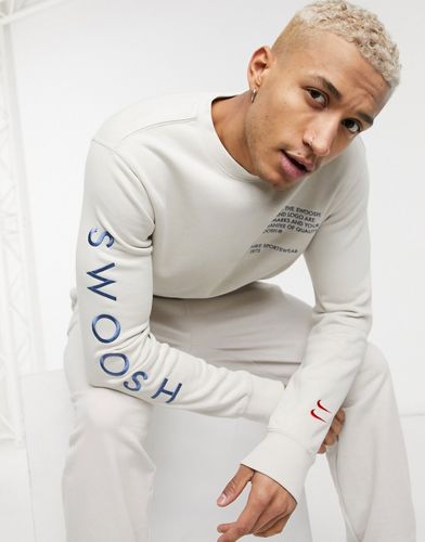 Swoosh crew neck sweatshirt in off white-Brown